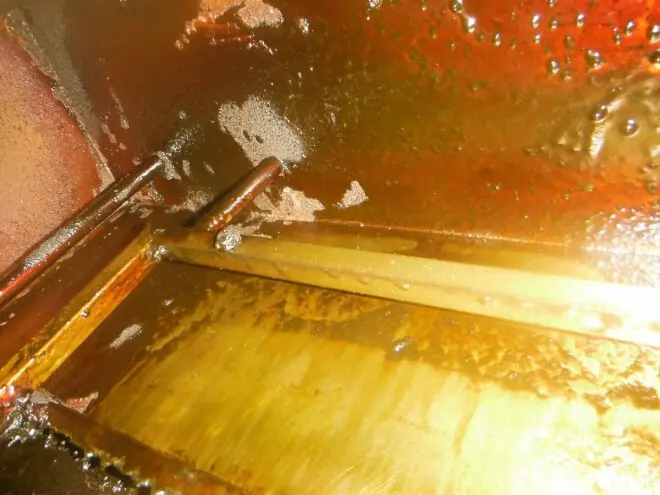 Plenum filled with grease before cleaning Plenum filled with grease before cleaning
