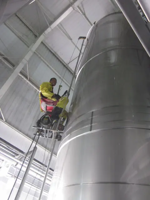 silo cleaning technician at work Silo cleaning technician at work